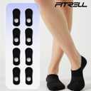 FITRELL No Show Socks Womens Cotton Cushioned Athletic Ankle Low Cut Invisible Non Slip Socks 5-8 Pairs (Black, L)
