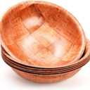 Elsjoy 6 Pack 10 Inch Wooden Woven Salad Bowl, Unbreakable Wood Round Serving Bowl Large Wood Salad Bowl, Reusable Wood Snack Bowls Large Serving Bowls for Fruits, Pasta, Popcorn
