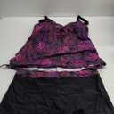 Tempt Me Two Piece Tankini Swimsuits for Women Tummy Control Bathing Suit with Shorts Athletic Swimwear (XX-Large, Purple Leaves)