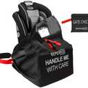 reperkid Car Seat Travel Bag for Airplane, Black and Green, 33" H x 18" W x 18" D, Fits Most Convertible, Booster and Infant Car Seats  Premium Waterproof Cover, Adjustable Shoulder Strap