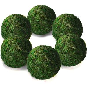 Qingbei Rina Large Green Moss Balls Decorative(4"-Set of 6), 4 Inch Decorative Moss Ball for Bowls, Vase Filler Bowl Fillers for Centerpiece, Handmade Natural Moss Balls,Wedding Party Home Decor