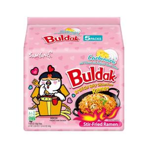 Samyang Buldak Spicy Ramen, Hot Chicken Ramen, Korean Stir-Fried Instant Noodle, Carbonara, 1 Bag with 5 Pack (EXP 07/15/26)