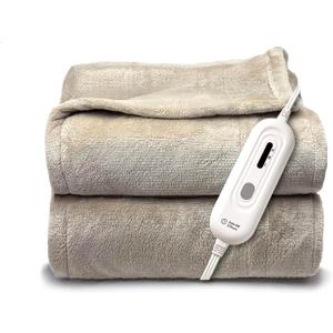 Tefici Electric Heated Blanket Twin,Super Cozy Soft 2-Layer Flannel 62" x 84" Heated Twin Size with 3 Heating Levels 8 Hours Auto Off, Machine Washable, ETL and FCC Certified, Home Office Use,Camel