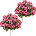 Artificial Topiary for Outdoors 18 Geranium Flower Ball, Outdoor Topiary Artificial Plant for Front Door, Garden, Yard, Patio(2, Pink)