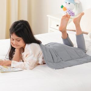 Topblan 5 lb Weighted Blanket, 41" x 60" Heavy Throw Blanket, Breathable Microfiber, Glass Bead Filling for Calming, Grey