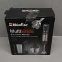 Mueller Multistick 5-in-1 Immersion Blender Handheld, 12 Speed Hand Mixer - Turbo Boost, Heaviest Duty Copper Motor, Titanium Blades Hand Blender, Milk Frother Wand, Whisk, Beaker, Chopper, Grey (Gray)