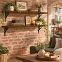 foxsky 48 Inch Solid Wood Walnut Floating Shelves for Wall 10" Deep, 48 inch 2 tier