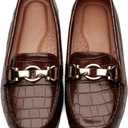 VERDASCO Women's Loafers Comfort Slip-Ons Flat Work Shoes Casual Moccasins Penny Loafers Lady Dress Shoes (7.5 Wide, Chocolate Leather)