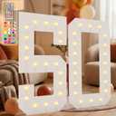 4FT Marquee Light Up Numbers, 34 Colors Changing Marquee Numbers with Remote,Water Bag, 4FT Light Up Numbers for 50th Birthday Party Decorations Backdrop Anniversary Decor, Large Number 50