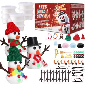 Build a Snowman Kit - Snowman Christmas Crafts, Modeling Clay DIY Kit, Creative Kids Air Dry Modeling Clay, Christmas Crafts Xmas Holiday Party Decor Gift (9 PCS)