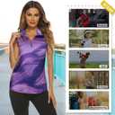 Koscacy Women's Sleeveless Golf Tennis Polo Shirts Zip Up Dry Fit Workout Tank Tops Athletic Shirt (Purple, L)