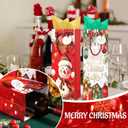 SilTriangle 50 Pack Christmas Wine Gift Bags Bulk with Tissue Papers and Tags Wine Bottle Wrap Bags with Handles for Xmas Holiday Gift Wrapping, 10 Designs, 14.2 x 4.7 x 3.5 Inches
