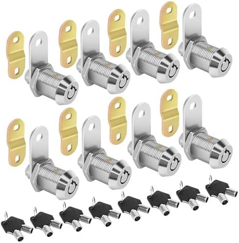 Sartatue Cam Locks RV Storage Lock Keyed Alike,7/8" Cylinder Fits on 9/16" Max Door Thickness, RV Compartment, Camper, Trailer Replacement Set with 16 Keys, Chrome Finish