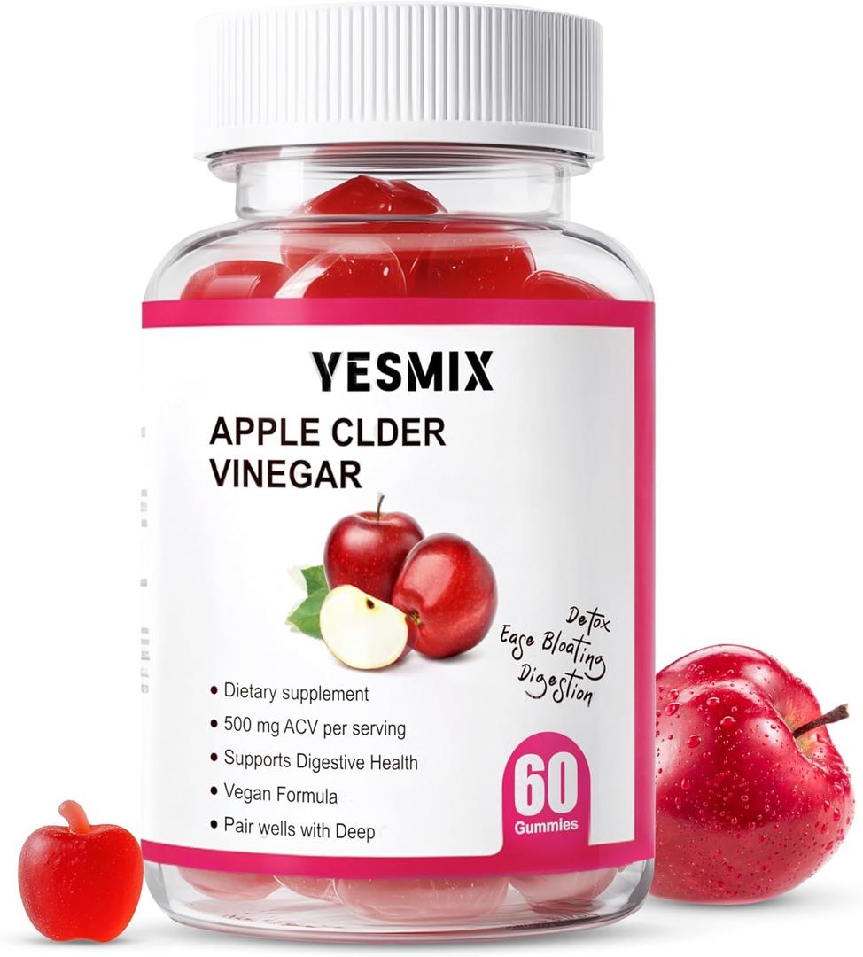 2 x Apple Cider Vinegar Gummies - with Vitamin B12 - Non-GMO - Gluten-Free - Apple Flavor Gummies for Adults 60 Count