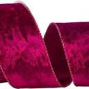 Burgundy Velvet Wired Edge Ribbon, 2.5 Inch x 10 Yards Crushed Velvet Christmas Ribbon for Christmas Tree Decoration Gift Wrapping Garland Wreaths Bows Making