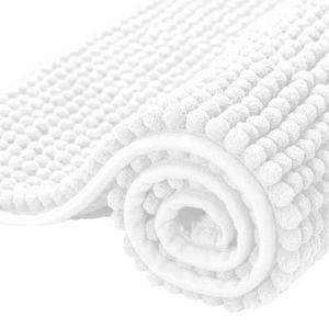 SUBRTEX Bathroom Rugs Chenille Bath Rug Soft Short Plush Bath Mat Soft Shower Mat Water Absorbent Shower Mat Quick Dry Machine Washable(White,16" x 24")