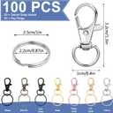 AUGSUN 100PCS Swivel Clasps Lanyard Snap Hooks with Key Rings, Key Chain Clip Hooks Lobster Claw Clasps for Keychains Jewelry DIY Crafts (Multicolor)