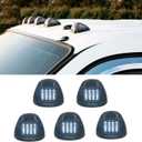 5 X Cab Roof Marker Lights Smoke Lens White 16 LED Compatible with 1999-2016 Ford F150 F250 F350 F450 F550 F650 E150 E250 E350 Super Duty Pickup Truck Roof Running Lights w/Wiring Pack (Smoke Housing & White LED)