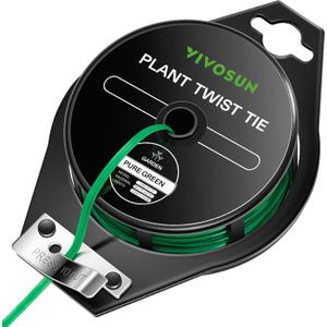 VIVOSUN Twist Ties, 328 ft (100m) PE-Coated Green Plant Ties with Cutter, Reusable & Flexible Tomate Ties for Plant Support, Indoor Outdoor Gardening, Cable Management, Home Office Organization