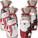 Mr. Pen- Christmas Wine Bottle Bags, 13" x 5.5", 4 Pack, Burlap Wine Bottle Covers with Drawstring, Reusable Holiday Gift Bags for Christmas Parties, Host Gifts, Dinner Gifts & Festive Table Dcor