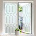 Rabbitgoo Moroccan Pattern Decorative Static Cling Window Film No Glue Removable Privacy Film, Anti-UV Heat Control, for Bathroom Home Office Glass Door, 23.6" x 157.4"