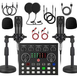 V8s for 2, V8s Voice Changer with BM-800 Podcast Microphone Bundle - Studio Condenser Microphone Perfect for Podcasting, Recording, Singing, Streaming and Gaming
