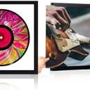 RattanView 2 Pack Vinyl Record Frame Picture Frame 12 x 12 Inch Wood Black Music Record Album Frames Wall Mount Display Frame, LP Covers