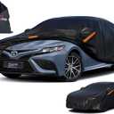 Kayme 7 Layers Heavy Duty Car Cover Waterproof All Weather, Full Exterior Cover Outdoor Snow Sun Uv Protection with Zipper for Automobiles, Universal Fit for Sedan (186 to 193 Inch)
