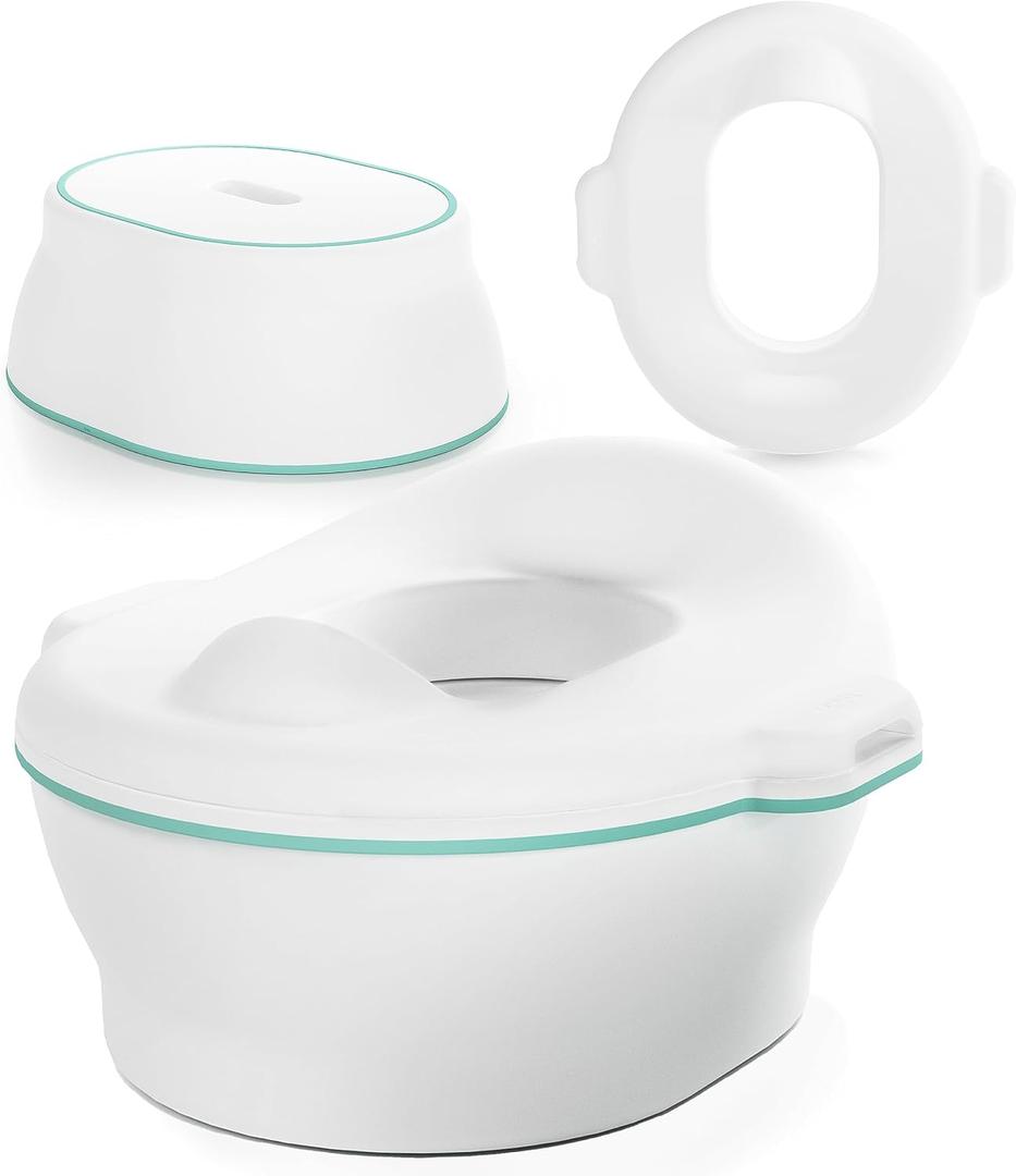 Frida Baby 3-in-1 Grow-With-Me Toddler Potty Training Toilet, Toddler Potty, Toilet Topper Training Seat and Step Stool, Easy-to-Clean Potty Training System