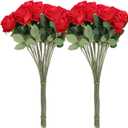 50PCS Artificial Roses Table Decorations, Home Decor for Proposal Wedding Valentine's Day Christmas Halloween Memorial Day Parties, Red, 50.5cm Long Stem Fake Roses (Red)