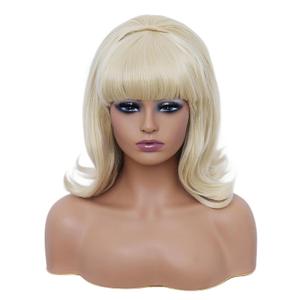 Rugelyss Short Blonde Wig with Bang Retro Bouffant Beehive Wigs fits 80s Costume or Halloween Party