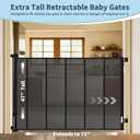 47 Extra Tall Retractable Baby Gate, Reinforced Mesh Dog Gate Extends to 71" Wide, Baby Gate for Stairs, Doorways, Hallways, Indoor and Outdoor, Black