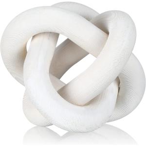 3 Link Wood Knot Decor Rustic Home Dcor Accents Hand Carved Coffee Table Decoration, Boho Chain Link Decoration, Modern Shelf, Rustic Objects for Home Living Room Bedroom(White)