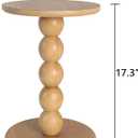dwellington Small Round Wooden Side Table with Stacked Ball Pedestal Base, 12.4 X17.32 Accent Nightstand for Living Room, Bedroom, Corners (Natural)