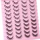 Manga Lashes Natural Look Anime False Eyelashes 20 Pairs Clear Band Individual Wispy Fake Eyelashes Strip Spiky DIY Cluster Lashes Extension C-curly Cat Eye Lashes Pack