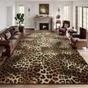 DweIke 5x7 Leopard Print Rugs for Living Room, Machine Washable Area Rug for Bedroom, Non-Slip Low Pile Animal Cheetah Carpet with Rubber Backing for Dining Room Kitchen Home Decor, Dark Brown