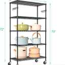 Folews 5 Tier Storage Shelves with Wheels - Adjustable Wire Shelving Unit Metal Shelves for Storage Rolling Utility Shelf Organizer Rack for Kitchen Garage Pantry Closet Laundry(14D x 36W x 75H)