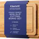 Organic Bamboo Cutting Boards for Kitchen  Set of 3 Non-Toxic Wood Cutting Board with Non-Slip Design  Durable Anti-Slip Bamboo Boards for Chopping & Serving