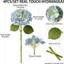 4 Pcs 20'' Real Touch Hydrangeas 2 White 2 Light Blue Artificial Hydrangeas Flowers Faux Latex Hydrangea for Kitchen Living Room Porch Home Decor Baby Shower Party Wedding Table Centerpiece