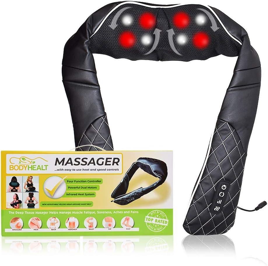 Nekteck Shiatsu Neck Massager for Pain Relief Deep Tissue with Heat, 3D Kneading Massage Pillow Back Shoulder Massagerfor Body Muscle, Plugin Use for Home Office Car, Gifts for Mom Dad Him Her