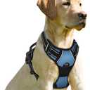 BARKBAY No Pull Dog Harness Front Clip Heavy Duty Reflective Easy Control Handle for Large Dog Walking(Navy,L)