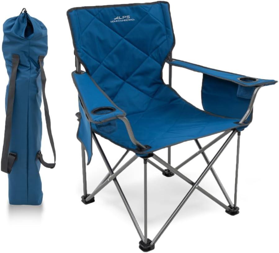 ALPS Mountaineering King Kong Camping Chairs for Adults with Mesh Cup Holders and Pockets, Built Durable and Reliable with Compact Foldable Steel Frame (Deep Sea/Charcoal)