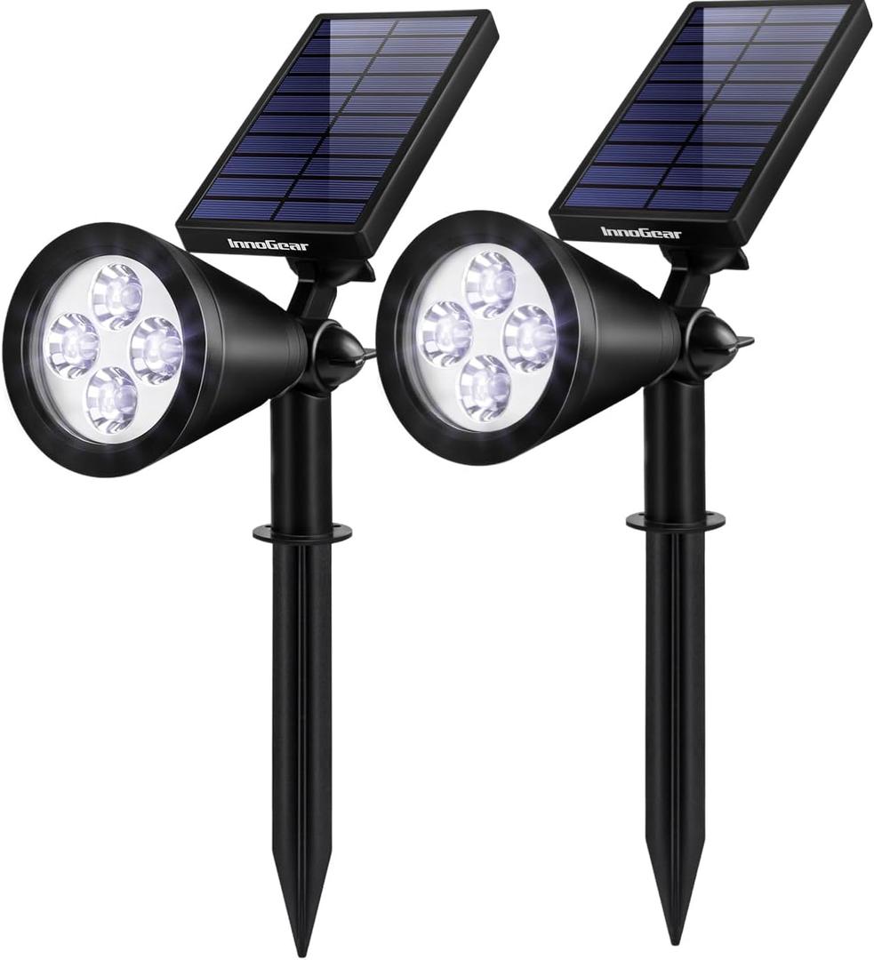 InnoGear Solar Lights Outdoor Waterproof Solar Garden Light for Outside Yard Landscape Lighting Pathway Spot Lights Spotlight Wall Light Auto On/Off, Pack of 2 (Cool White)