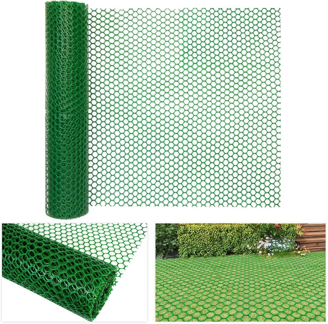 Grass Protection Mesh, 4 ft 32.8 ft Green Lawn Reinforcement Netting, Reusable HDPE Grass Reinforcement Mesh for Grass Parking, Driveways, Turf Protection