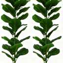 2 Pack Faux Fiddle Leaf Fig Tree - 40" Fake Tree with Black Planter & Artificial Turf, Floor Plants for Home or Office Decor, Artificial Plants Indoor Housewarming Gift