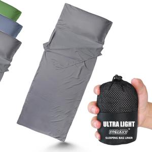 Frelaxy Ultralight Sleeping Bag Liner - Lighter & Compact, 3 Sizes Travel Sheets & Adult Sleep Sack, Comfy Breathable & Cooling & Silky Soft, Quick-Drying, for Backpacking, Hotel, Camping, Hostels (27.5in x 84.6", Gray - No Zipper)