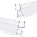 Shower Door Bottom Seal Strips 2PCS, 36 Inch Long Ultra Clear Vinyl Seal Strips with Sweep for 1/2"(12mm) Thick Frameless Glass Door, to Stop Water Leak