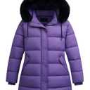 Pefflarge Women's Plus Size Down Coat (Purple)