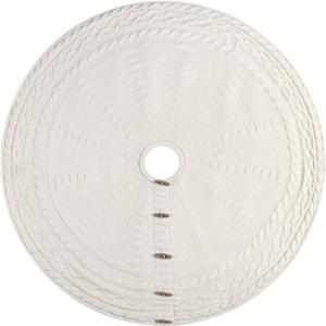 48-Inch Cable Sweater Knit Christmas Tree Skirt with Wooden Toggles, Cream