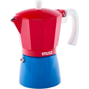 IMUSA Stovetop Espresso Maker 6 Cup Cast Aluminum Moka Pot Caribbean Colors Edition Red Blue White Cafetera Italiana Espresso Cuban Coffee Maker